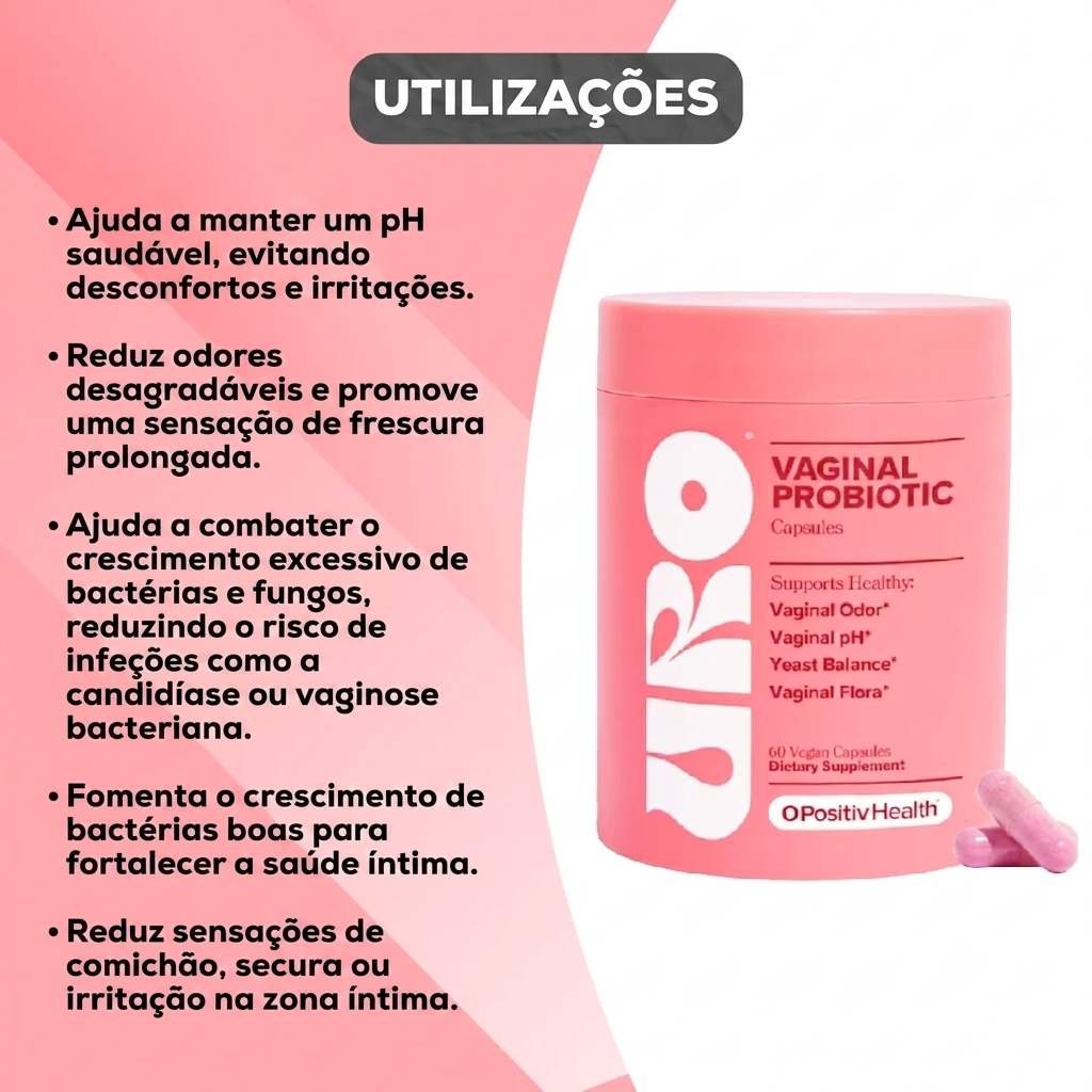 **URO® Probiótico Vaginal — O Seu Equilíbrio Íntimo, Todos os Dias**