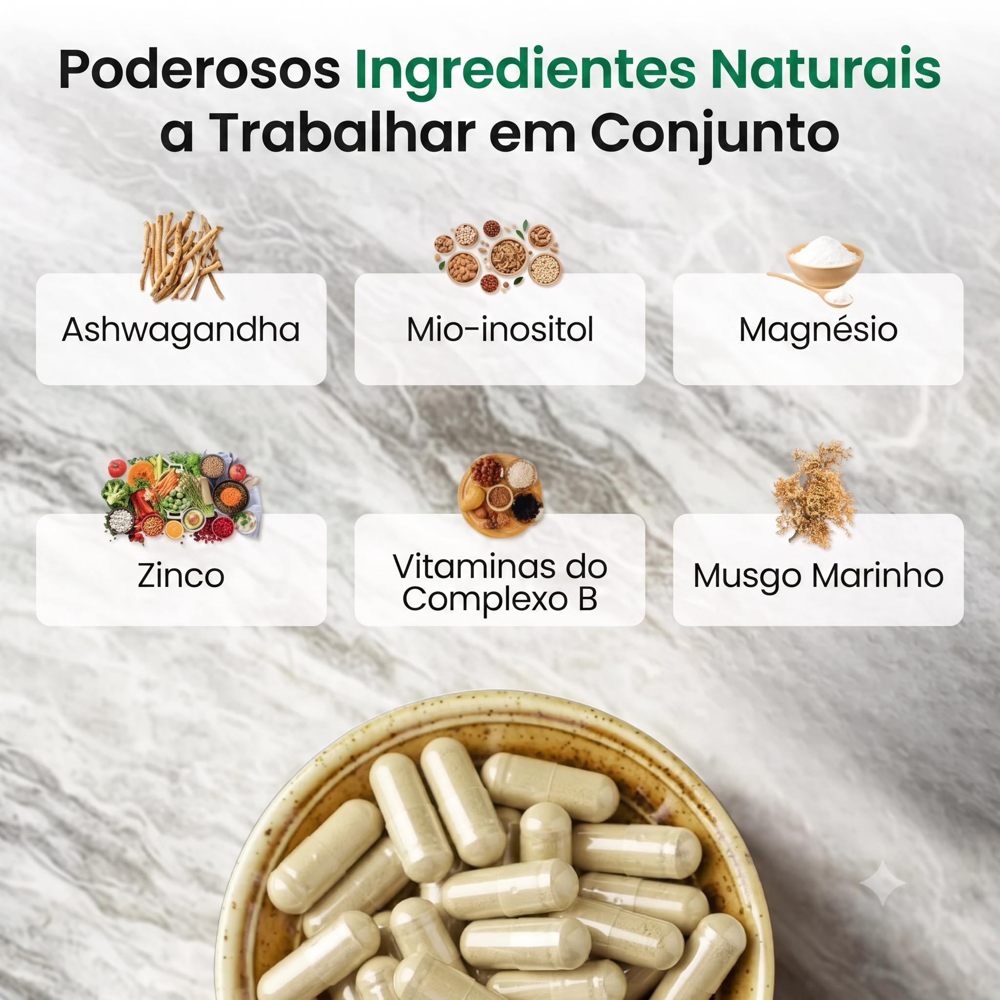 CapsLife Myo-Inositol Acalmar e Suavizar: Conjunto de Suplementos de 90 Cápsulas
