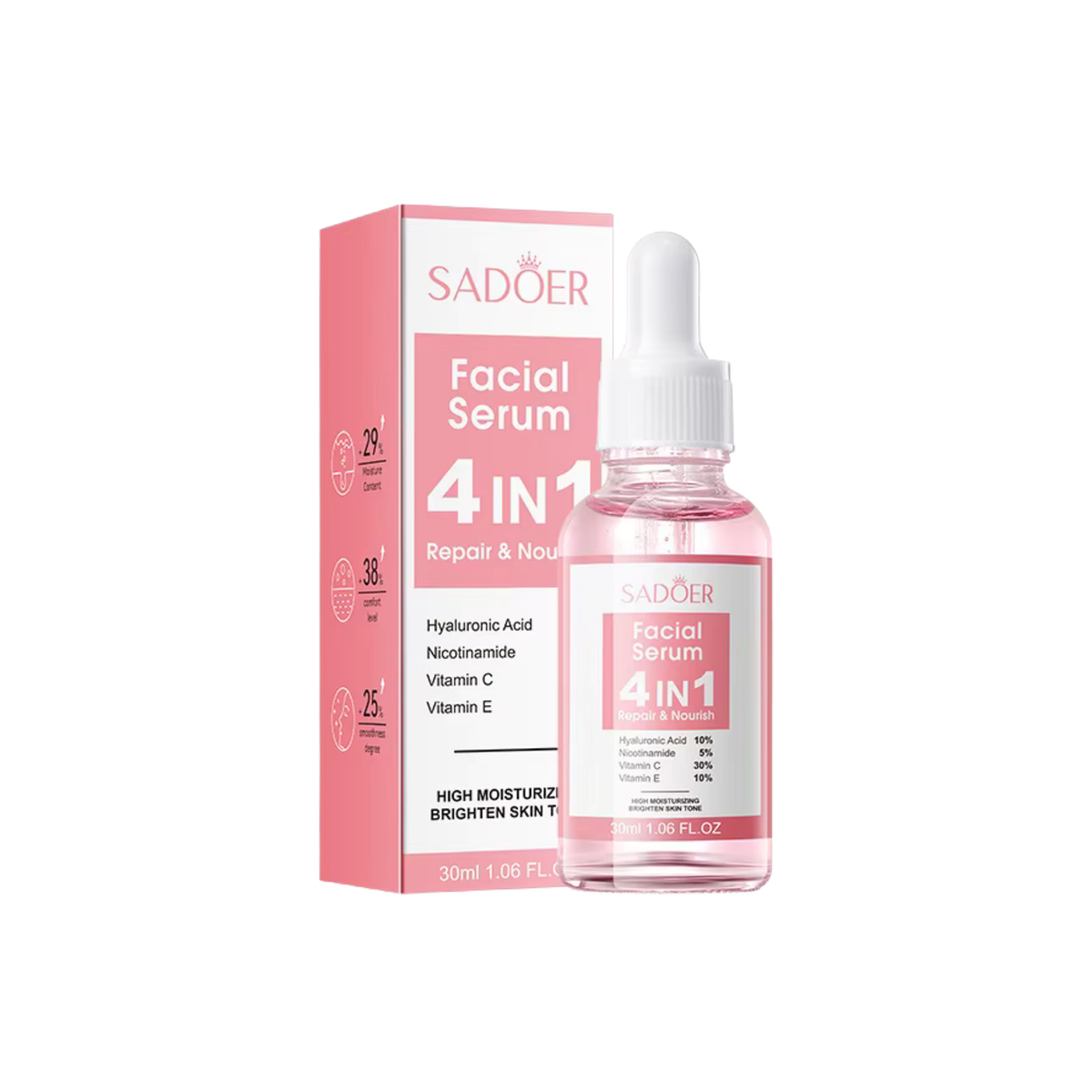 SÉRUM FACIAL 4 EM 1 REPARA E NUTRE 30ML SADOER