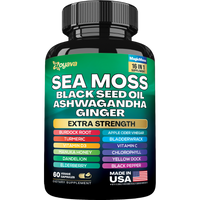 Suplemento Sea Moss 8 em 1 Capslife | Ashwagandha + Black Seed Oil + Gengibre (19445mg)